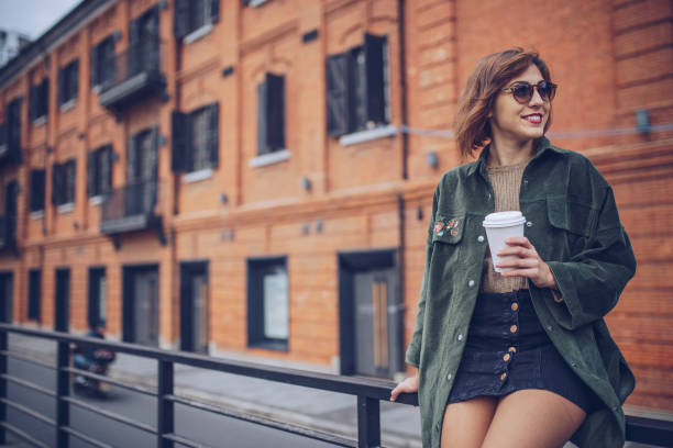 istock Cute girl on coffee break 883556978