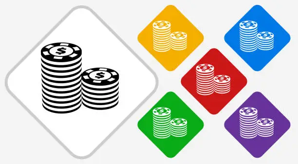 Vector illustration of Poker Chips Color Diamond Vector Icon