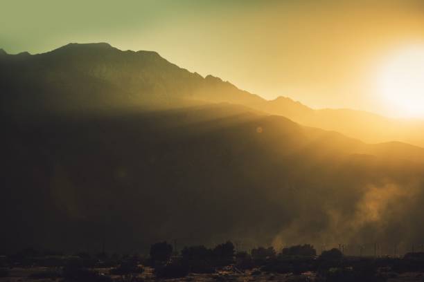 Sunset in the Coachella Valley Near Palm Springs, California, United States of America. Scenic Mountains Vista. San Jacinto Mountains.