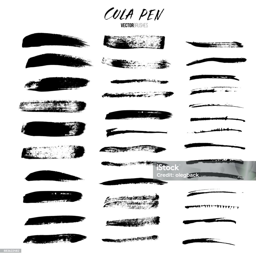Cola pen and brushes vector set. Brushes isolated on white background. Paintbrush stock vector
