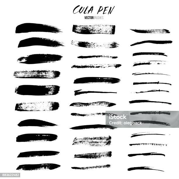 Cola Pen And Brushes Vector Set Brushes Isolated On White Background Stock Illustration - Download Image Now