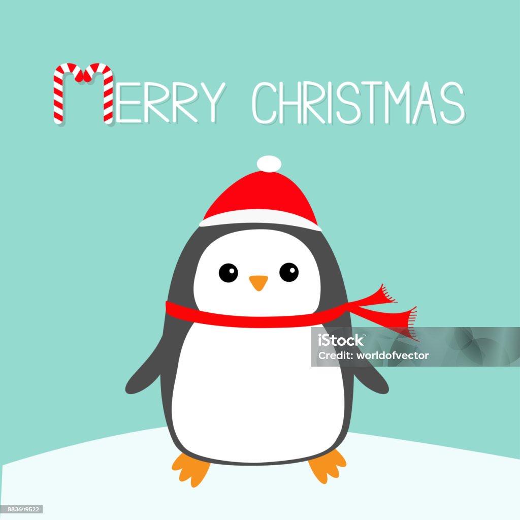 Merry Christmas Candy Kẹo Text Chim Cánh Cụt Kawaii Trên Tuyết Rơi ...