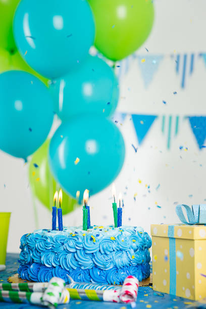 istock Blue and green birthday decoration 883656300