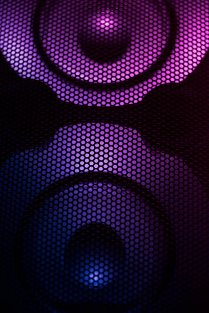 Loudspeaker, abstract and colorful loudspeaker in disco club.