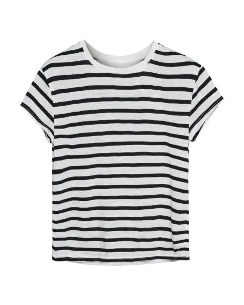 Black and white stripped sailor style t shirt isolated