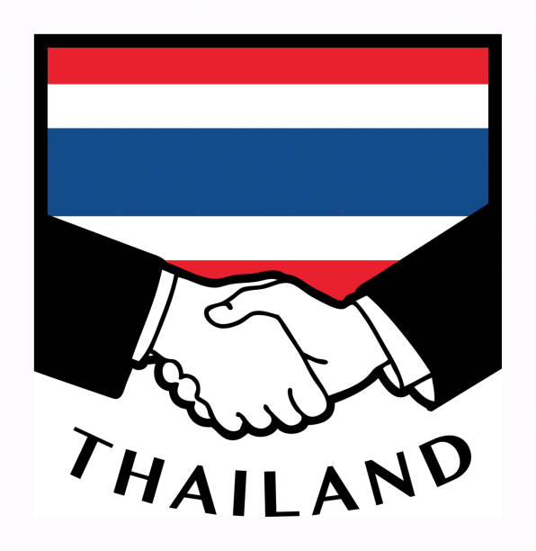 Thailand flag and business handshake Thailand flag and business handshake concept, vector illustration заробітна плата поліція 2021 stock illustrations