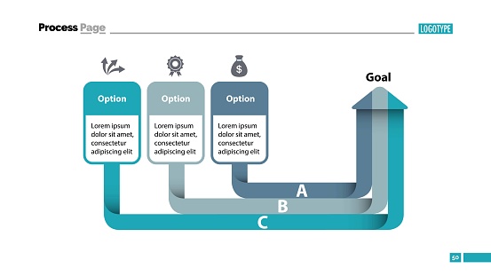Three Options Paths Three Options Arrow Chart Slide Template Stock Illustration - Download ...