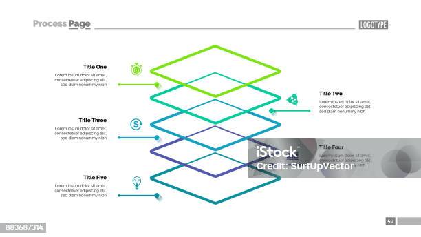 Level Diagram With Five Elements Template Stock Illustration - Download Image Now - Multi-Layered Effect, Data, Infographic