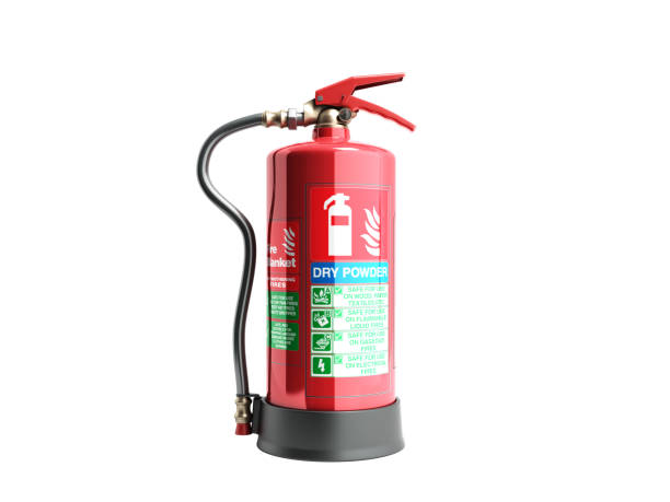 istock Dry power Fire extinguisher 3d render on white background no shadow 883688380