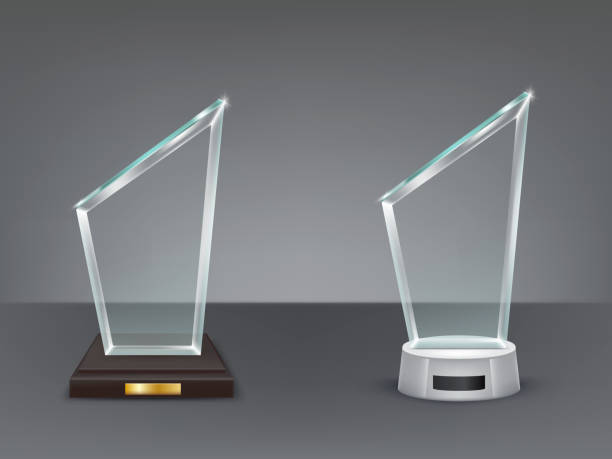 istock Realistic glass trophy, sport and business award 883695140