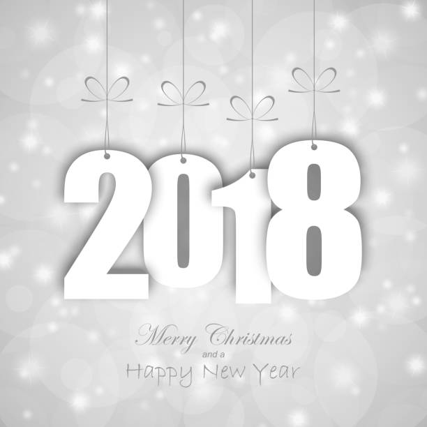 hang tags with year 2018 white colored hang tag numbers for New Year 2018 zukunft stock illustrations