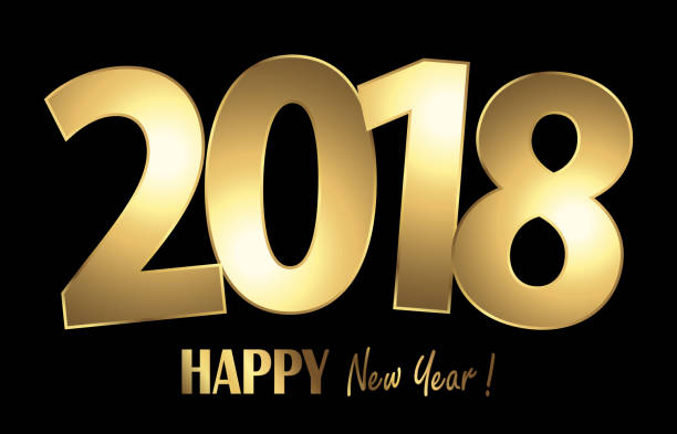 happy new year 2018 greetings background happy new year 2018 greetings with golden numbers and black background zukunft stock illustrations