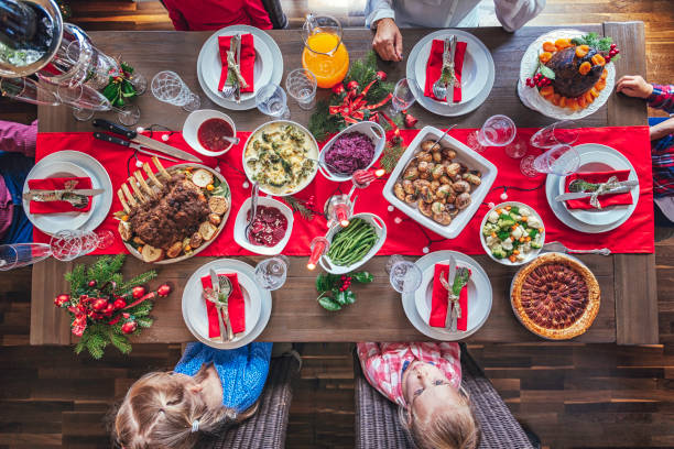 istock Traditional Christmas Dinner with Roasted Veal Rack 883738722