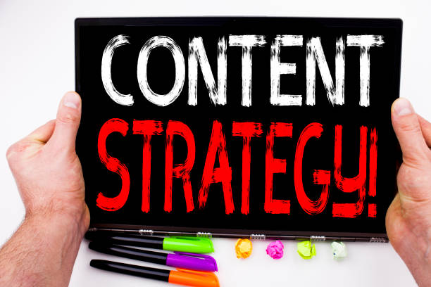 istock Content Strategy text written on tablet, computer in the office with marker, pen, stationery. Business concept for Network Website Information Management white background with copy space 883744102