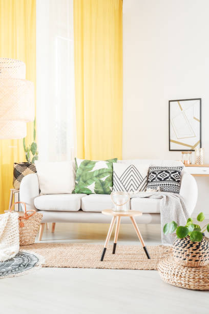 istock Warm bohemian living room 883744334