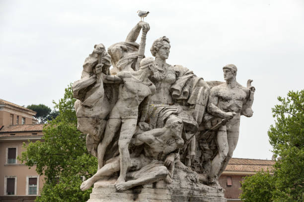 istock Sculpture at Vittorio Emanuele II Bridge, Rome, Italy. 883744626