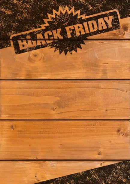 Vector illustration of Black Friday background [Old stamp on the plank]