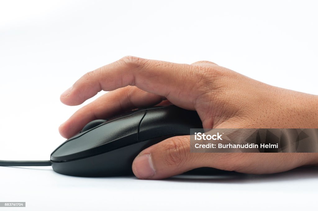 Computer Mouch Hand Hand Holding A Computer Mouse Stock Photo - Download Image Now ...