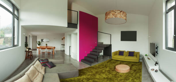 istock Interior of modern villa, living room 883770272