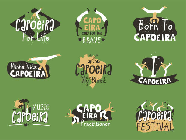 capoeira-brasilianische tanz kämpfen - capoeira brazilian culture dancing vector stock-grafiken, -clipart, -cartoons und -symbole