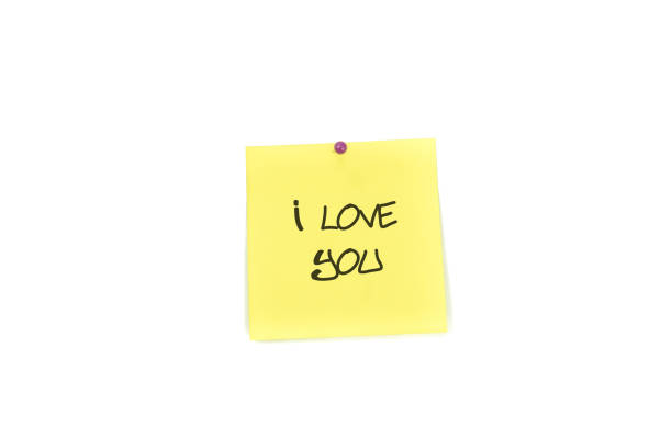 istock Yellow post it notes with pin : I Love you 883772714