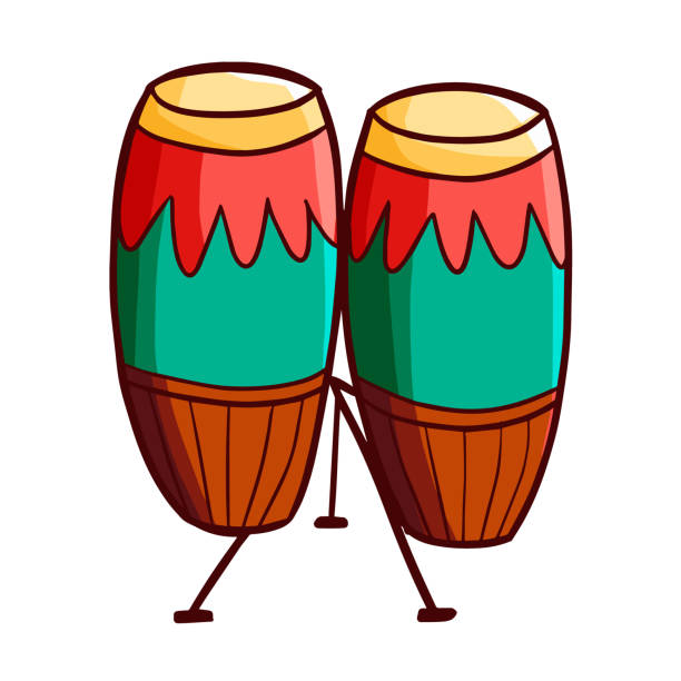African Conga. Funny and cute colorful congas musical instrument - vector. cartoon of a african bongo drums stock illustrations