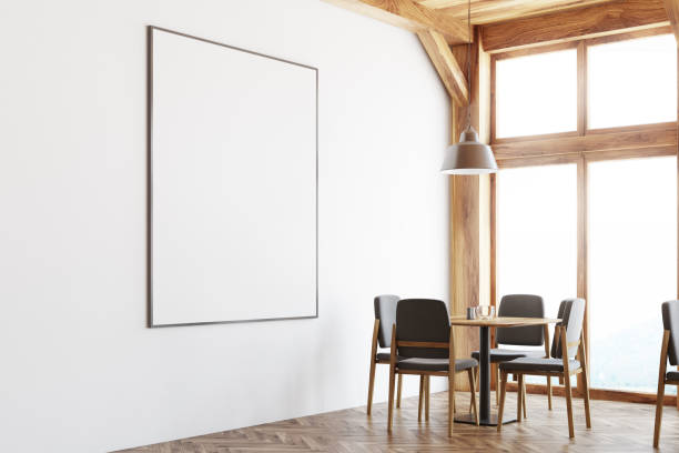 istock White and wooden cafe interior, poster 883782958