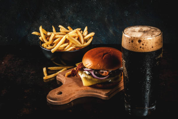 istock Meat burger and ginger beer 883788518
