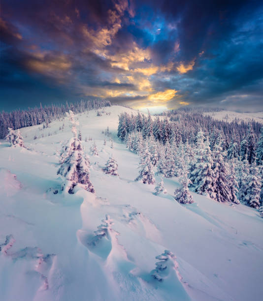 istock Dark winter scene in the mountains. 883789560
