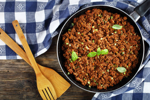 istock bolognese sauce in skillet, top view 883790300