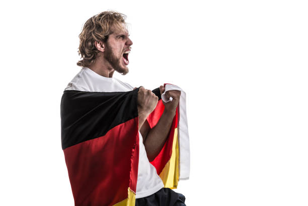 istock German male athlete / fan celebrating on white background 883796438