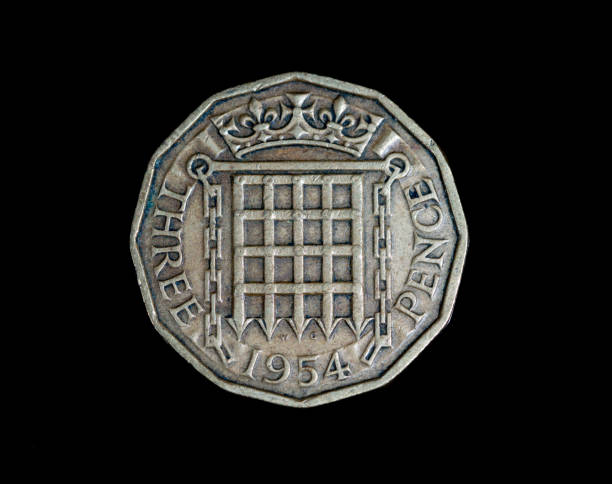 istock Old UK British Three penny old vintage coin 883796910