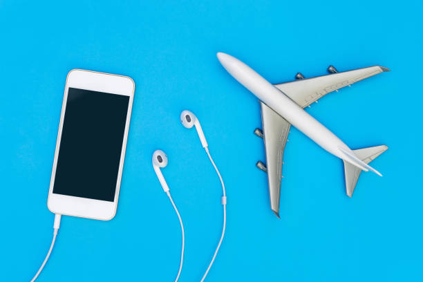 istock Blank Music mobile with earphone for travel concept 883797052