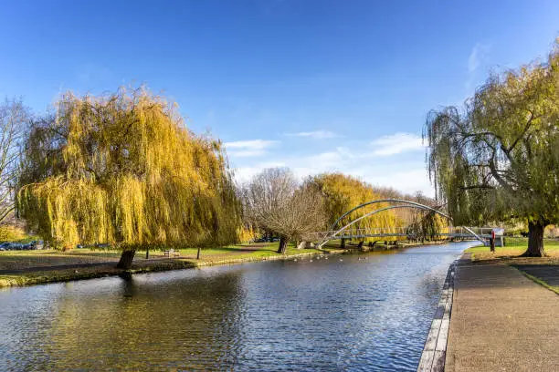 The great ouse river embankment in Bedford Uk