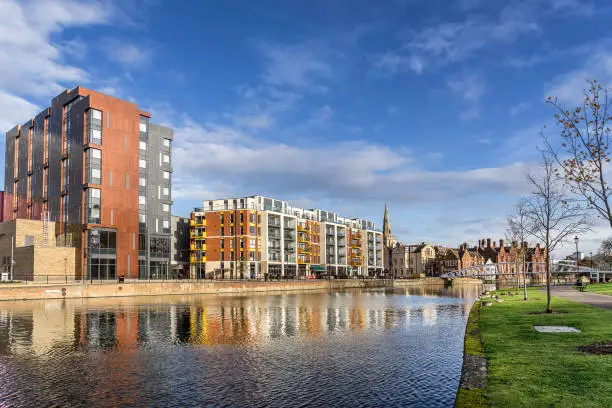 Development of shops, hotels and apartments  along the Ouse river in Bedford