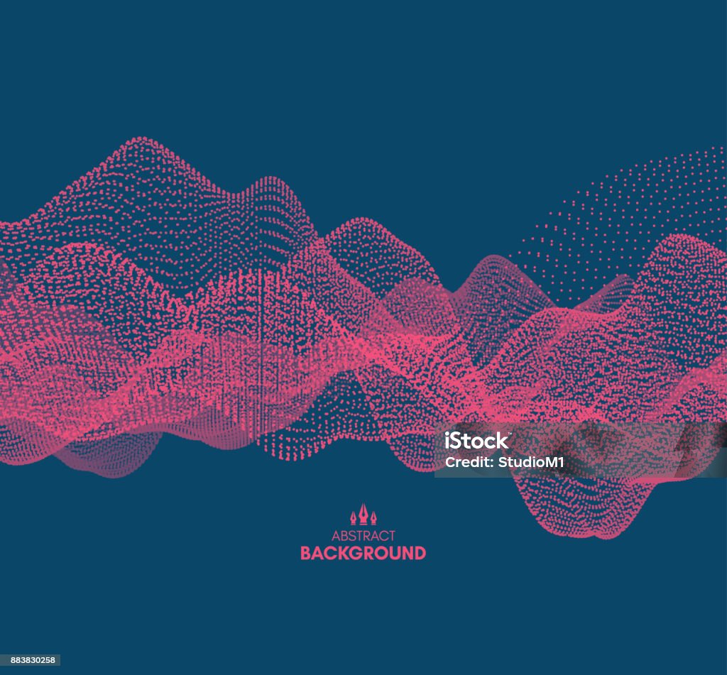 波の背景。抽象的なベクトル イラスト。3 d 技術のスタイル。ドットのイラスト。粒子ネットワーク設計。 - イノベーションのロイヤリティフリーベクトルアート