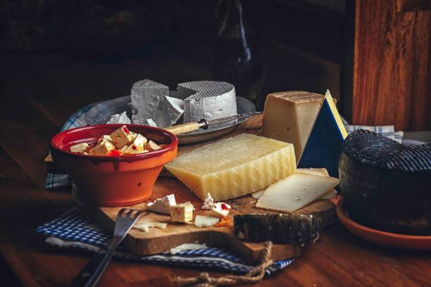 Spanish Appetizer Variation of Good Quality Cheese like Goat Cheese and Sheep`s milk Cheese