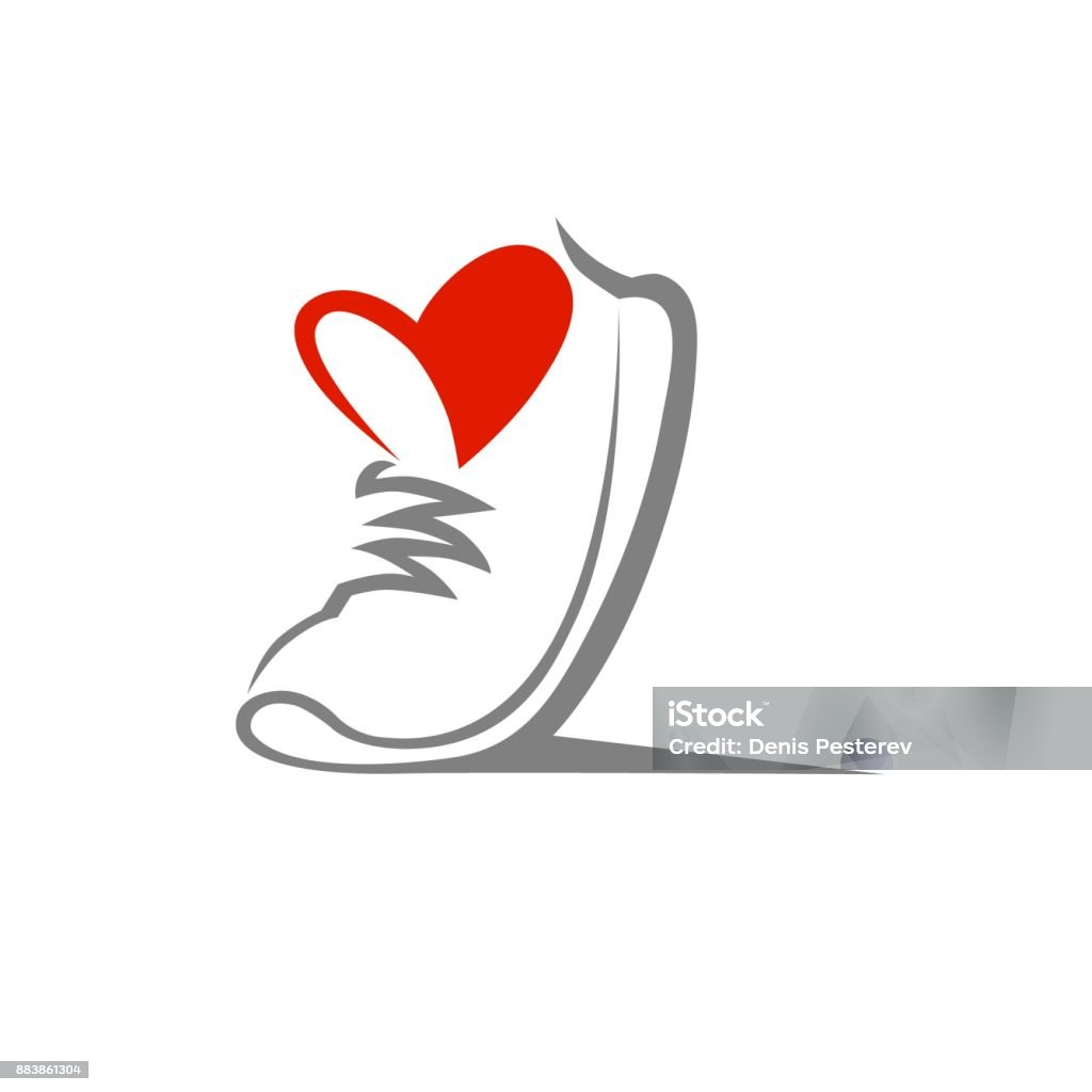 Shoe symbol, icon. Loving sport concept Abstract running shoe symbol, icon. Love sport concept Sports Shoe stock vector