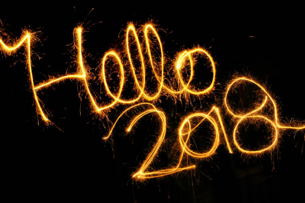 istock Hello 2018 sparkler on a black background 883861852
