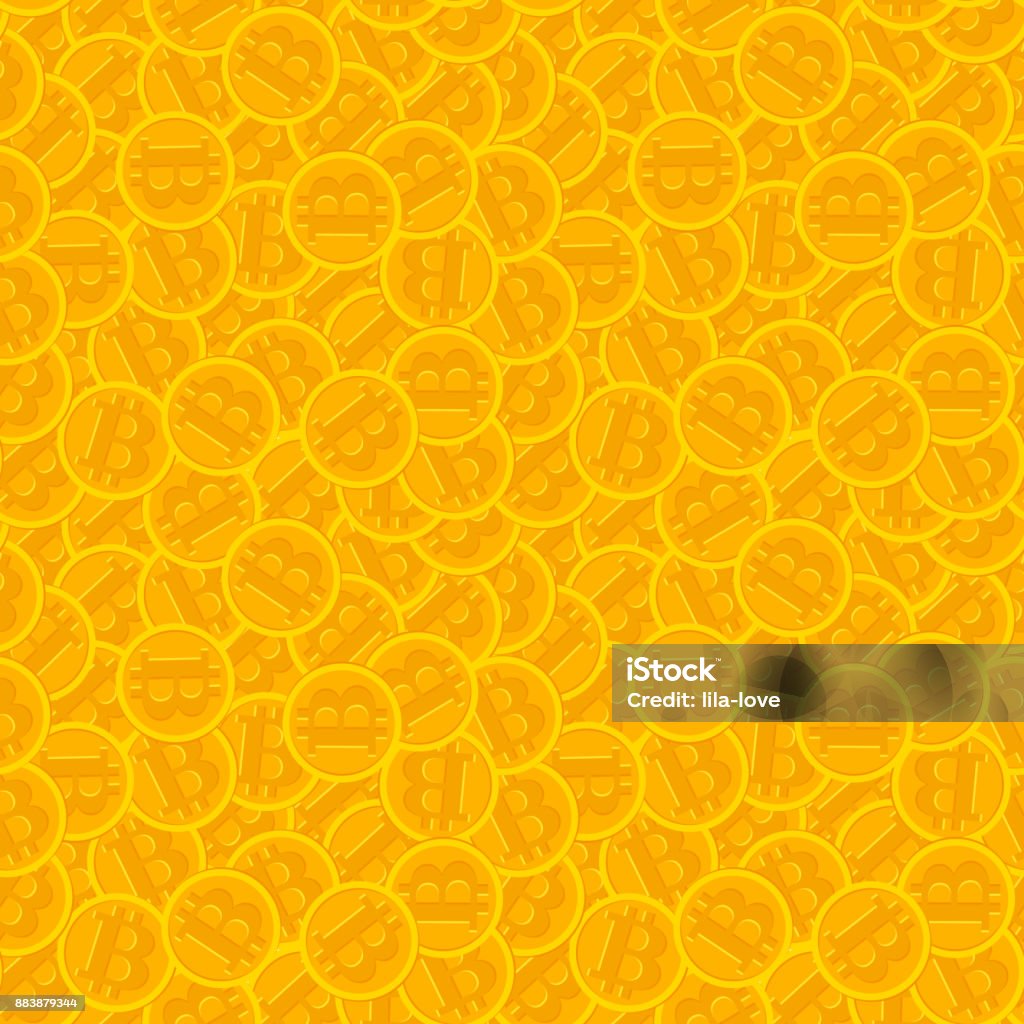 Btc Texture Bitcoin Golden Seamless Pattern Cryptocurrency Vector Background Stock ...