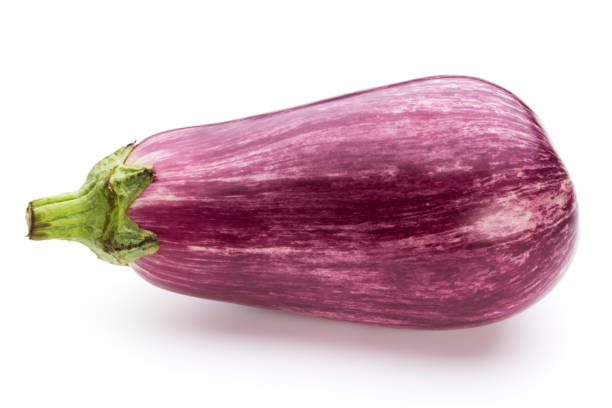 istock Fresh eggplants, aubergine on a white background. 883905682