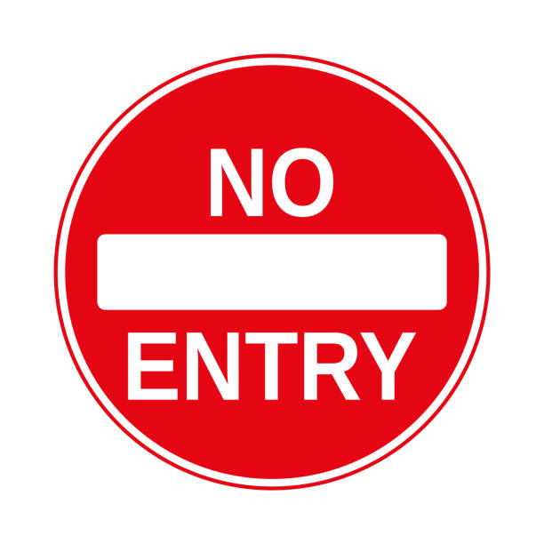 brak znaku drogowego wejścia, odizolowany na białym, wektor ilustracji - restricted area sign stock illustrations