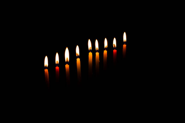 istock Hanukkah menorah with burning candles 883970244