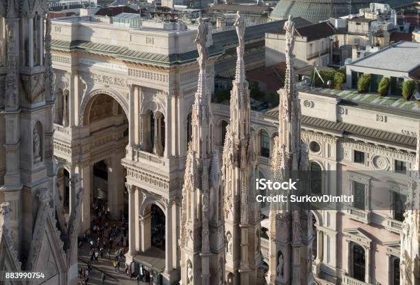 Milan Vittorio Emanuele Gallery Stock Photo - Download Image Now - Aerial View, Ancient, Antique