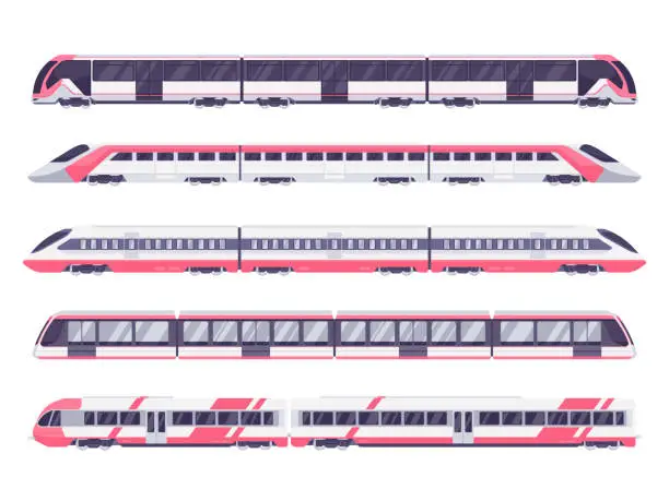 Vector illustration of Set of passenger train