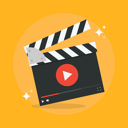 Film production concept vector illustration. Movie production icon in flat style isolated from the background. Video production design flat illustration. Film production icon.