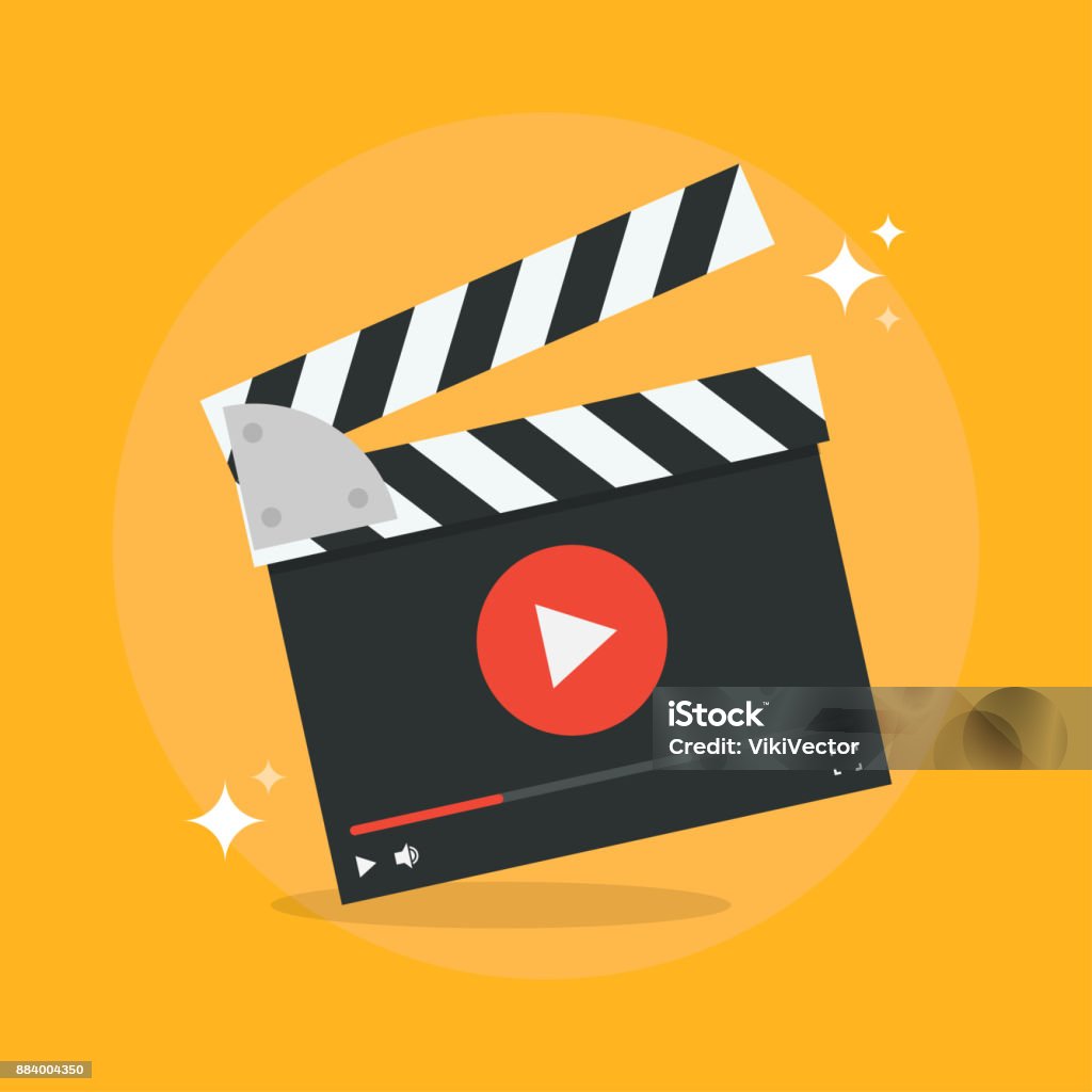 Film production concept Film production concept vector illustration. Movie production icon in flat style isolated from the background. Video production design flat illustration. Film production icon. Home Video Camera stock vector