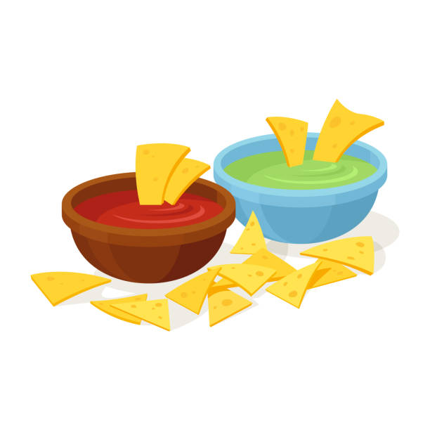 ilustraciones, imágenes clip art, dibujos animados e iconos de stock de comida mexicana nachos - chili food bowl ready to eat