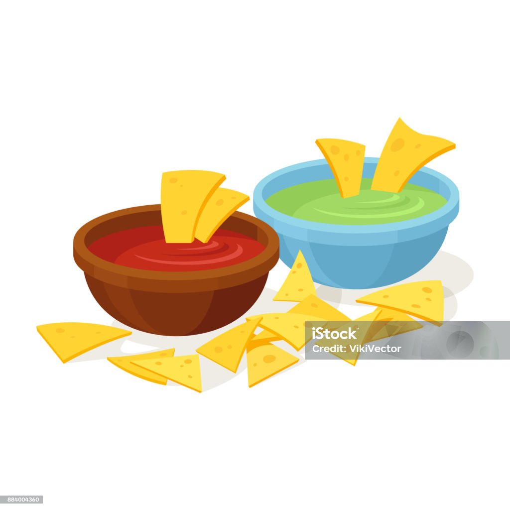 Nachos mexican food Nachos mexican food. Tortilla chip topped with melted cheese, mexican snack or nacho chips appetizer. Vector flat style cartoon illustration Salsa Sauce stock vector