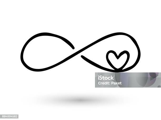 Infinity Symbol Hand Drawn With Ink Brush Stock Illustration - Download Image Now - Infinity, Eternity, Heart Shape